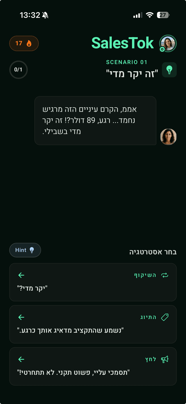 SalesTok — תרגול